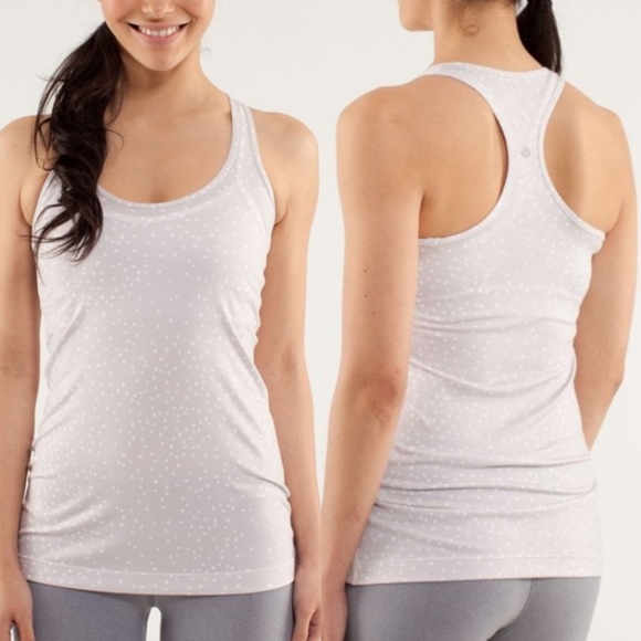 lululemon athletica Tops - Lululemon Polka Dot Cream Racerback Tank Top